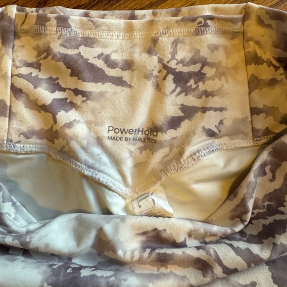 Powerhold Fabletics Leggings White Grey Tiger Pink Straps Women’s Large Workout - Picture 8 of 12